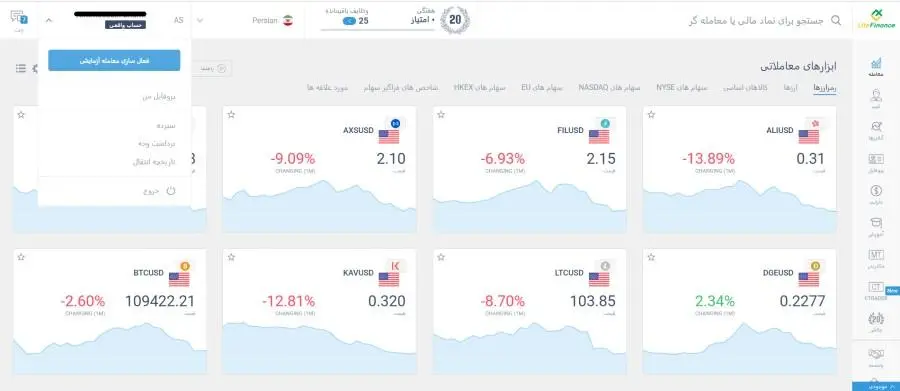 حساب دمو بروکر لایت فارکس